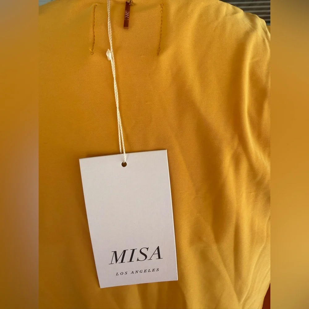 MISA LA Mustard Yellow Twist Front Long Sleeve Mini Dress XS - Picture 7 of 8
